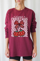 UL240-E3196 Cherry Ornament Christmas Graphic Long Sleeve Tee $13.75
