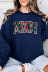 UL180-E3210 Classic Plaid Merry Graphic Sweatshirt $20