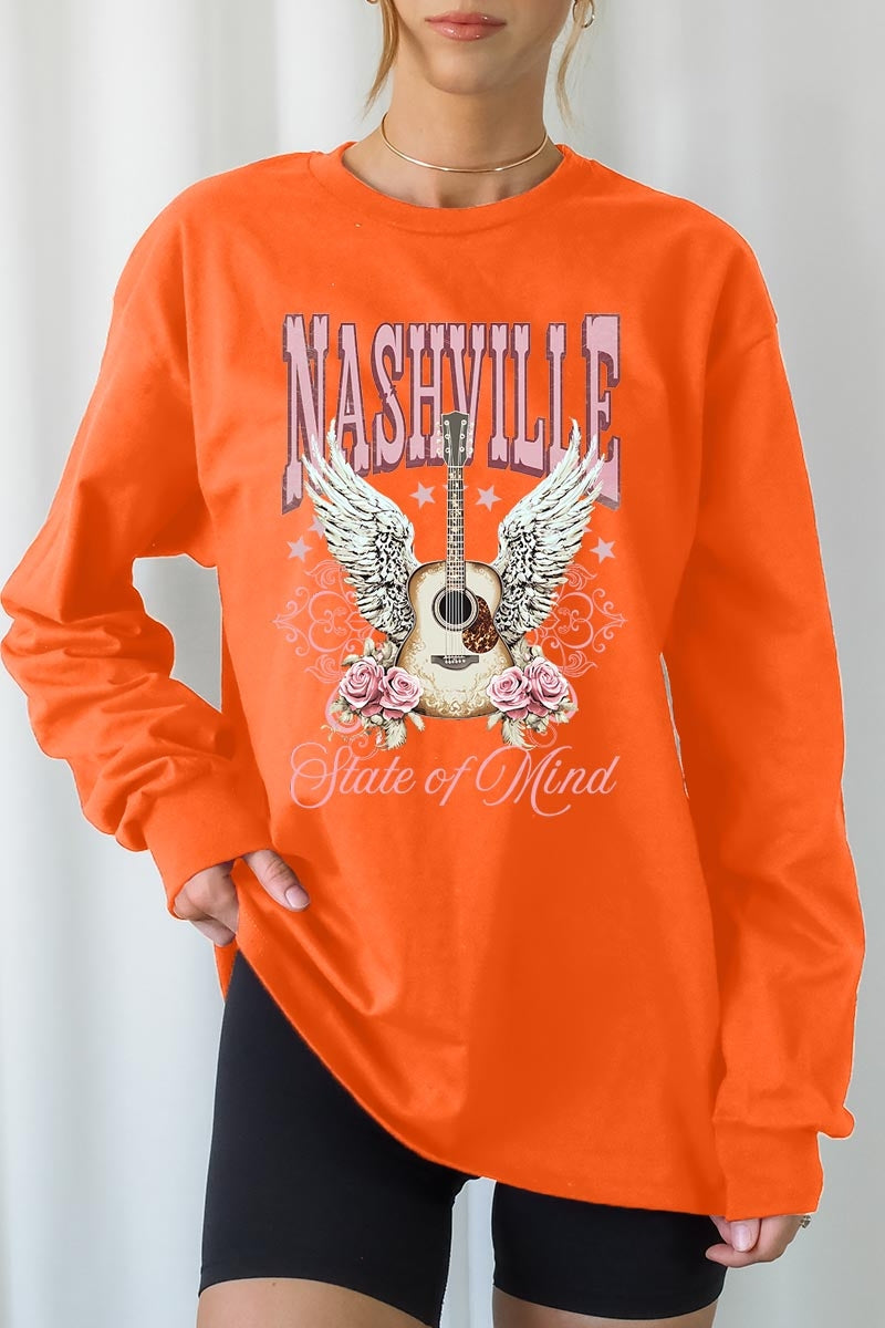 UL240-E3157 Nashville Rose Graphic Long Sleeve Tee $13.75