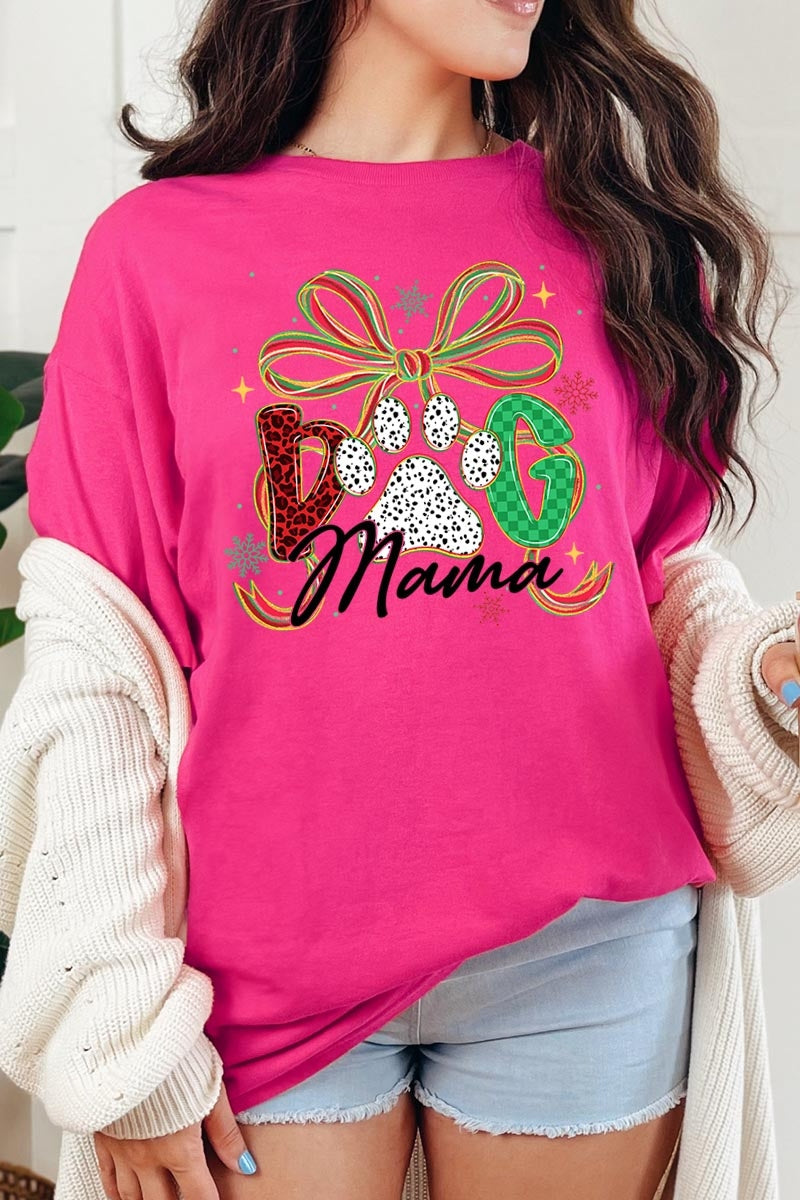 5000-E3194 Dog Mama Christmas Paw Graphic Heavy Cotton Tee $9