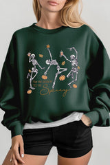 UL180P-E3123 Halloween Skeleton Graphic Plus Sweatshirt $25