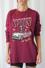 UL240P-E3142 Spooky Skeleton Graphic Plus Long Sleeve Tee $17