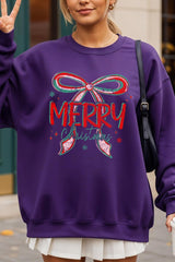 UL180-E3197 Merry Christmas Bow Graphic Sweatshirt $20