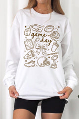 UL240-E3081 Football Doodles Graphic Long Sleeve Tee $13.75