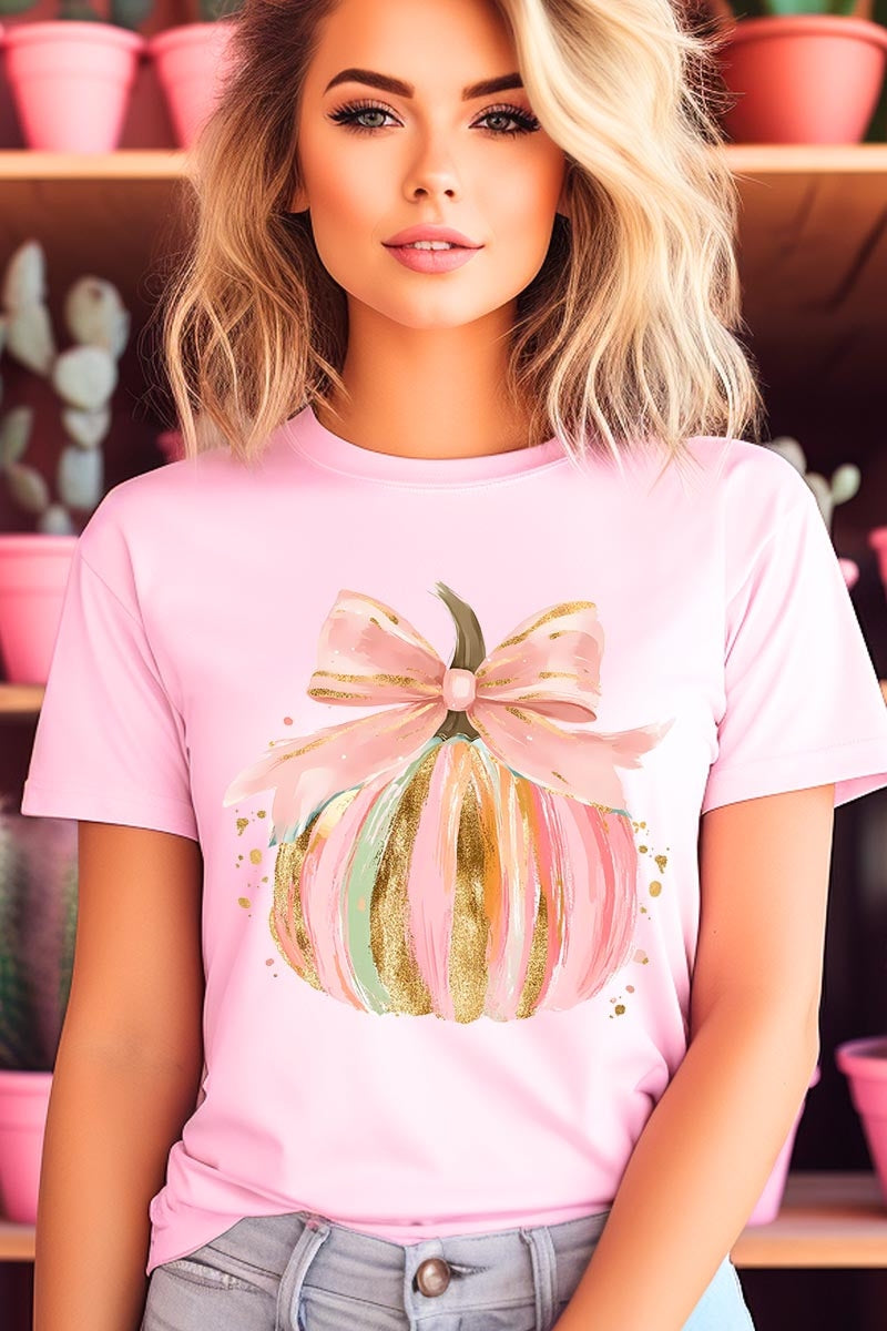 US3001-E3083 Brushstroke Pumpkin Graphic Tee $12.5