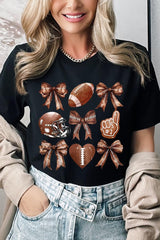 US3001P-E3054 Cute Football and Bow Graphic Plus Tee $16