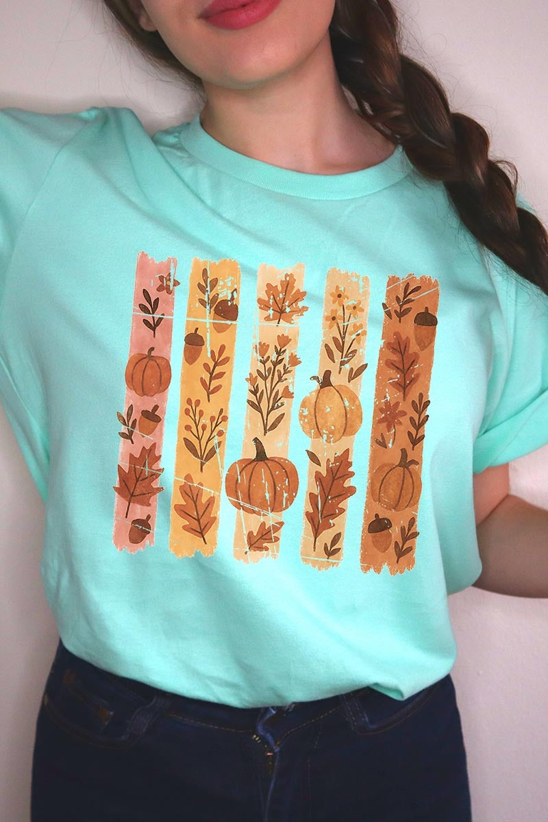 US3001P-E3110 Brushstroke Boho Fall Graphic Plus Tee $16