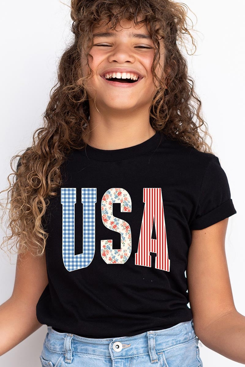 US3001Y-E3481Z USA Retro Kids Graphic Tee $11