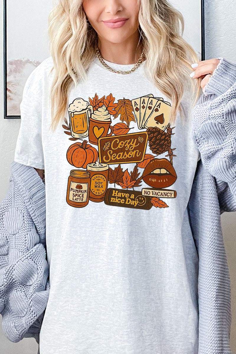 5000-E3119 Retro Fall Collage Graphic Heavy Cotton Tee $9