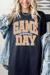 5000-E3129 Orange Gingham Game Day Graphic Heavy Cotton Tee $9