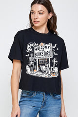 CTS-E3122 Bookstore Halloween Graphic Relaxed Crop Top $11