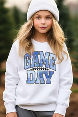 UL180B-E3130Z Blue Gingham Game Day Kids Graphic Sweatshirt $20