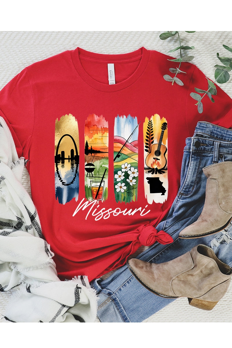 US3001-E3061MO Missouri State Brushstroke Graphic Tee $12.5