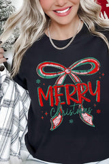US3001-E3197 Merry Christmas Bow Graphic Tee $12.5