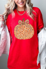 5000P-E3135 Floral Fall Pumpkin Graphic Plus Heavy Cotton Tee $12.75