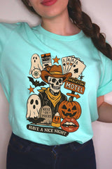US3001P-E3107 Spooky Western Skeleton Graphic Plus Tee $16