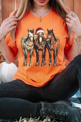 US3001-E3182 Christmas Horses Graphic Tee $12.5