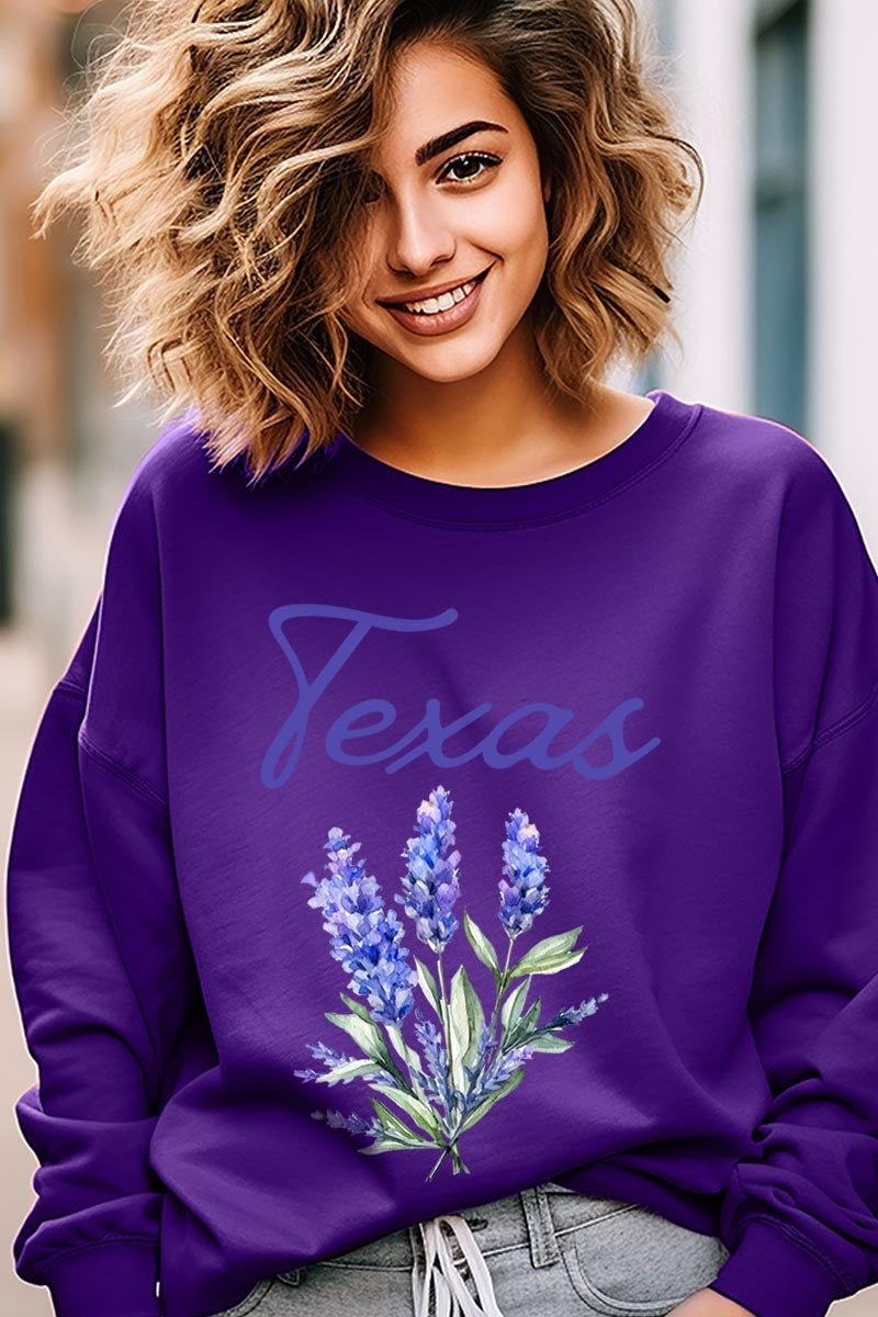 UL180-E3060 Texas Bluebonnet Graphic Sweatshirt $20