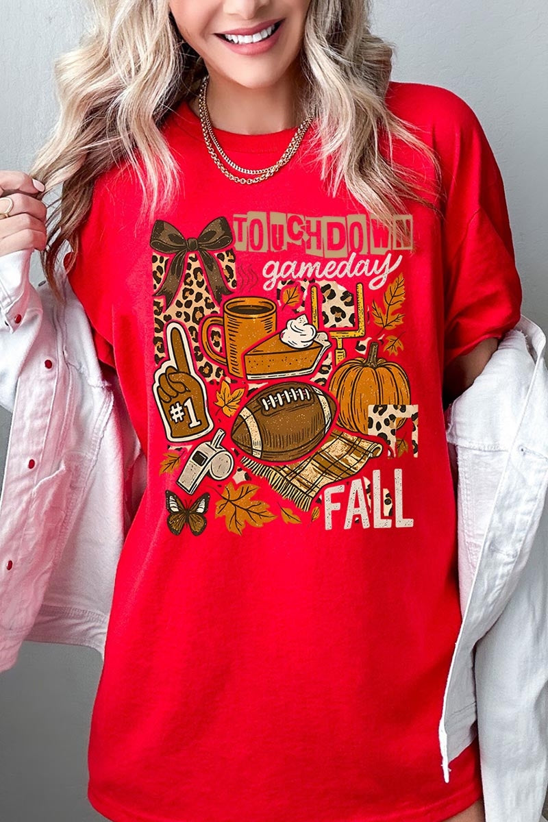 5000-E3134 Fall Football Collage Graphic Heavy Cotton Tee $9