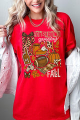 5000-E3134 Fall Football Collage Graphic Heavy Cotton Tee $9