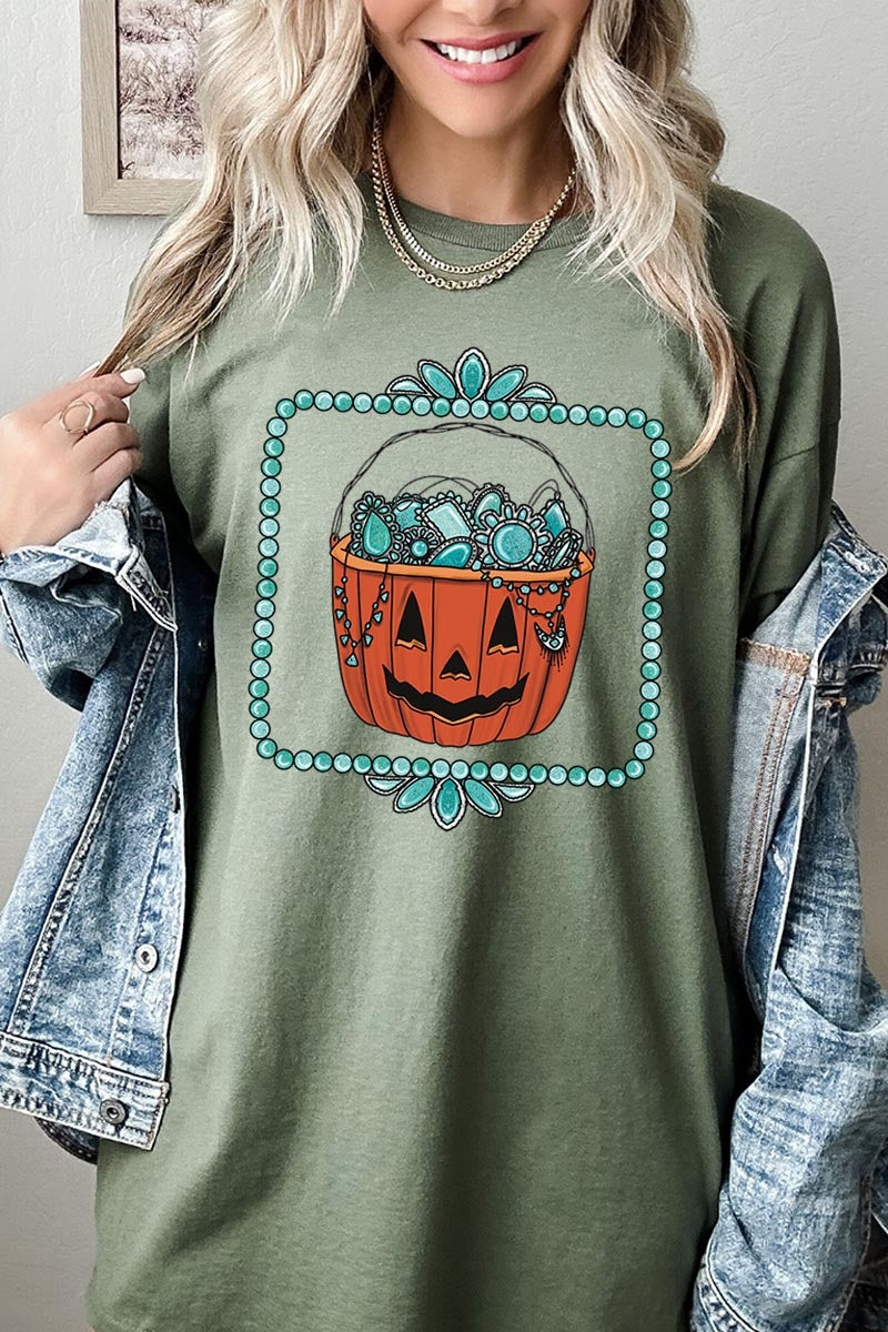 5000-E3140 Halloween turquoise pumpkin Heavy Cotton Tee $9