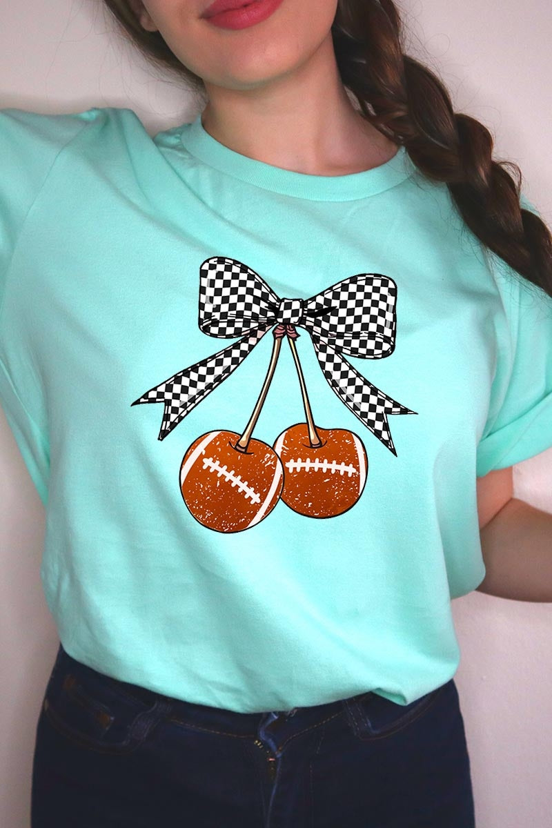 US3001P-E3055 Football Cherries Graphic Plus Tee $16