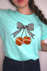 US3001-E3055 Football Cherries Graphic Tee $12.5