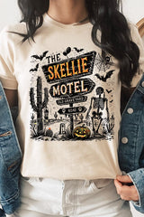 US3001P-E3108 Skellie Motel Halloween Graphic Plus Tee $16