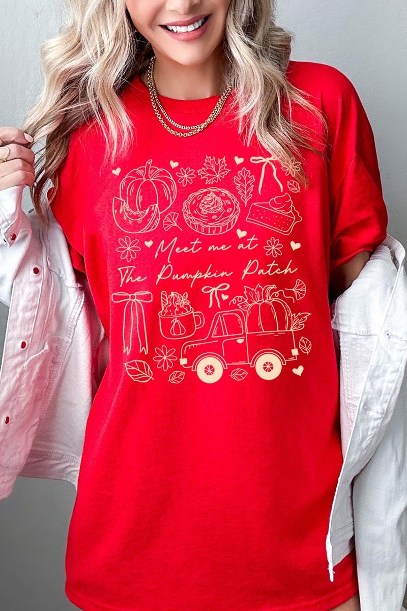 5000-E3163 Pumpkin Patch Doodle Graphic Heavy Cotton Tee $9
