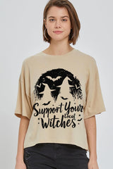 CTS-E3161 Local Witches Halloween Graphic Relaxed Crop Top $11