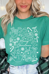 US3001P-E3181 Christmas Doodle Graphic Plus Tee $16