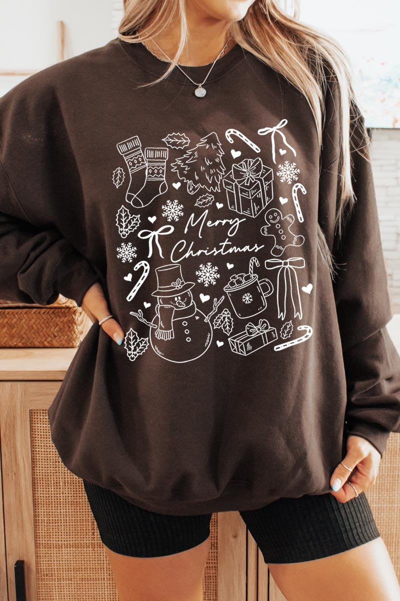 UL180-E3181 Christmas Doodle Graphic Sweatshirt $20