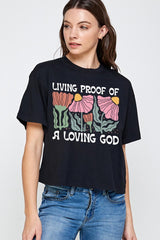 CTS-E3066 Living Proof of a Loving Graphic Relaxed Crop Top $11