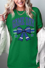 5000P-E3065 Blue Football Bow Graphic Plus Heavy Cotton Tee $12.75