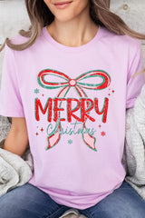 US3001-E3197 Merry Christmas Bow Graphic Tee $12.5