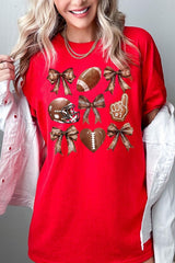 5000P-E3054 Cute Football and Bow Graphic Plus Heavy Cotton Tee $12.75