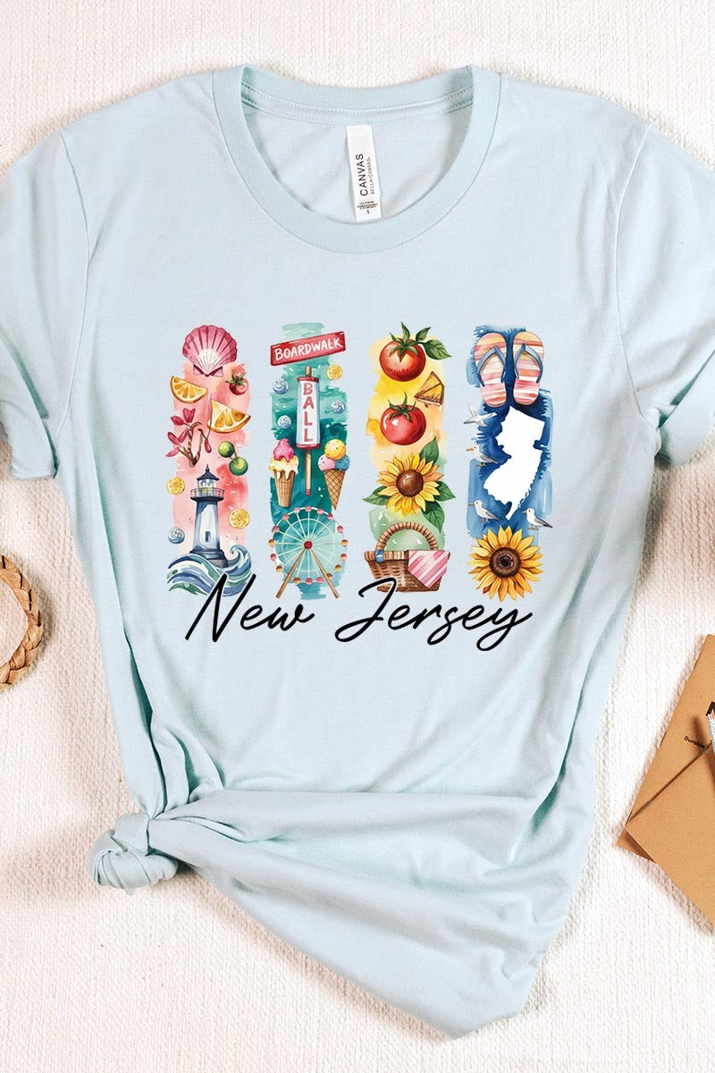 US3001-E3061NJ New Jersey State Brushstroke Graphic Tee $12.5