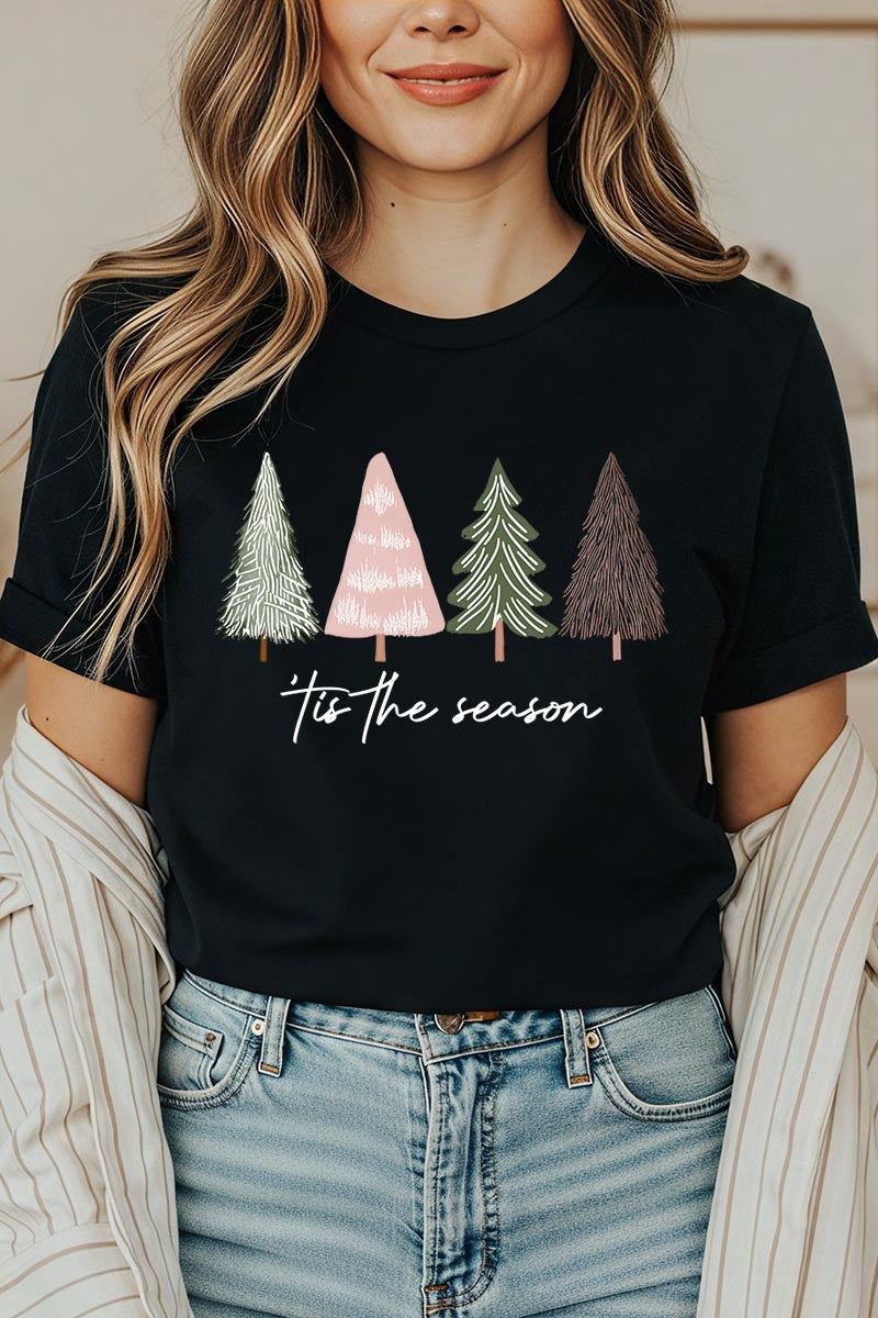 US3001-E3218 Rustic Christmas Trees Graphic Tee $12.5