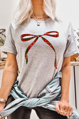US3001P-E3211 Red Bow Christmas Graphic Plus Tee $16