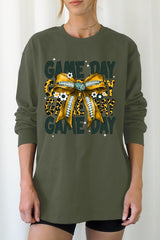 UL240P-E3090 Yellow Football Game Day Bow Plus Long Sleeve Tee $17