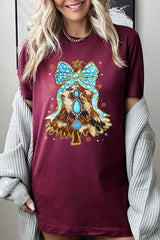 US3001-E3184 Turquoise Christmas Tree Graphic Tee $12.5