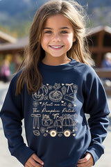 UL180B-E3163Z Pumpkin Patch Doodle Kids Graphic Sweatshirt $20
