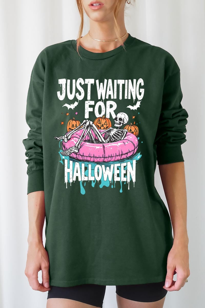 UL240-E3138 Just Waiting For Halloween Graphic Long Sleeve Tee $13.75