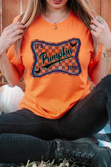 US3001P-E3144 Itu2019s pumpkin time Graphic Plus Tee $16