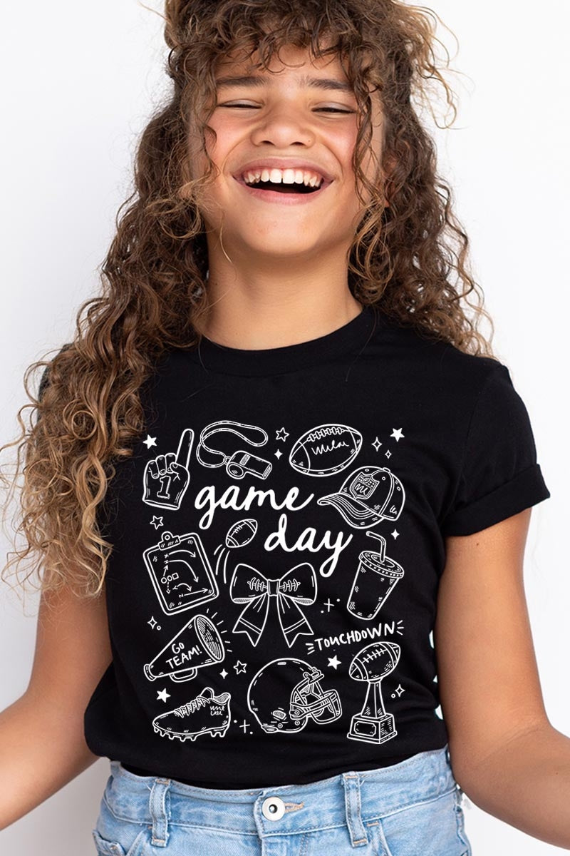 US3001Y-E3081Z Football Doodles Kids Graphic Tee $11