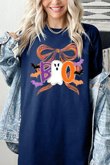 5000-E3120 Boo Brushstroke Bow Graphic Heavy Cotton Tee $9