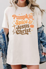5000-E3164 Pumpkin Spice & Jesus Graphic Heavy Cotton Tee $9