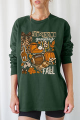UL240P-E3134 Fall Football Collage Graphic Plus Long Sleeve Tee $17
