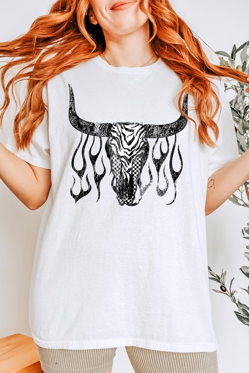 5000P-E3176 Western Bullskull Graphic Plus Heavy Cotton Tee $12.75