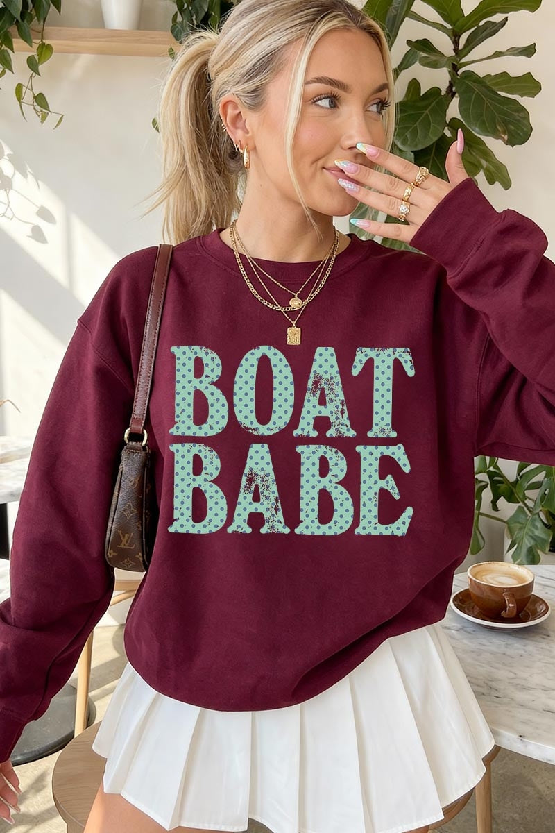 UL180-E3466 Boat Babe Dot Graphic Sweatshirt $20